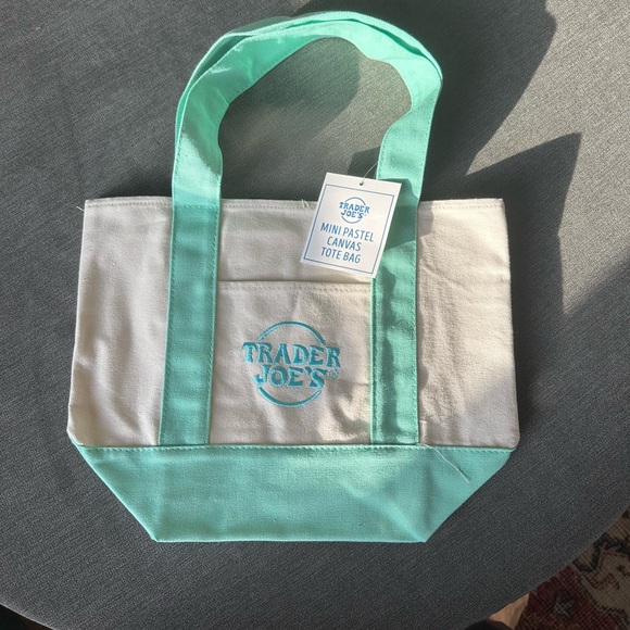 NWT Trader Joe’s Canvas Pastel Green Mini Tote - Picture 1 of 1